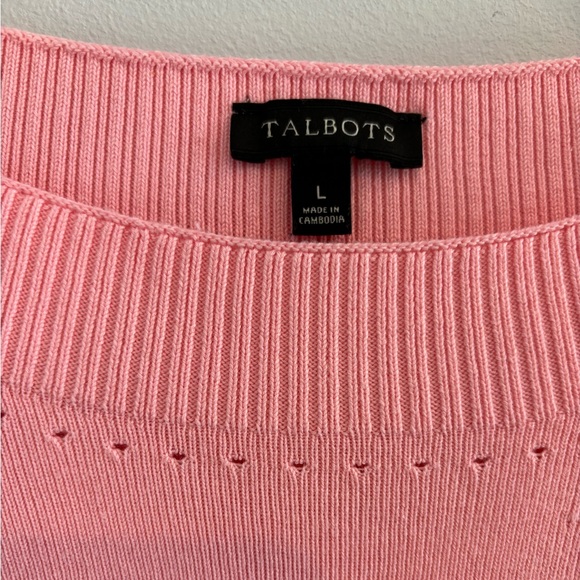 Talbots Pink Boat Neckline Sleeveless Sweater Size Large - Picture 3 of 3